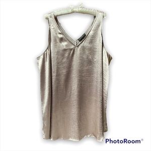 Lane Bryant Double V-Neck Satin Swing Tank in Champagne. NWT!!!